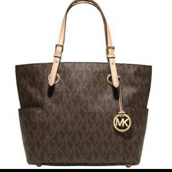 Michael Kors Brown Jet Set Signature Logo Tote - Picture 1 of 7